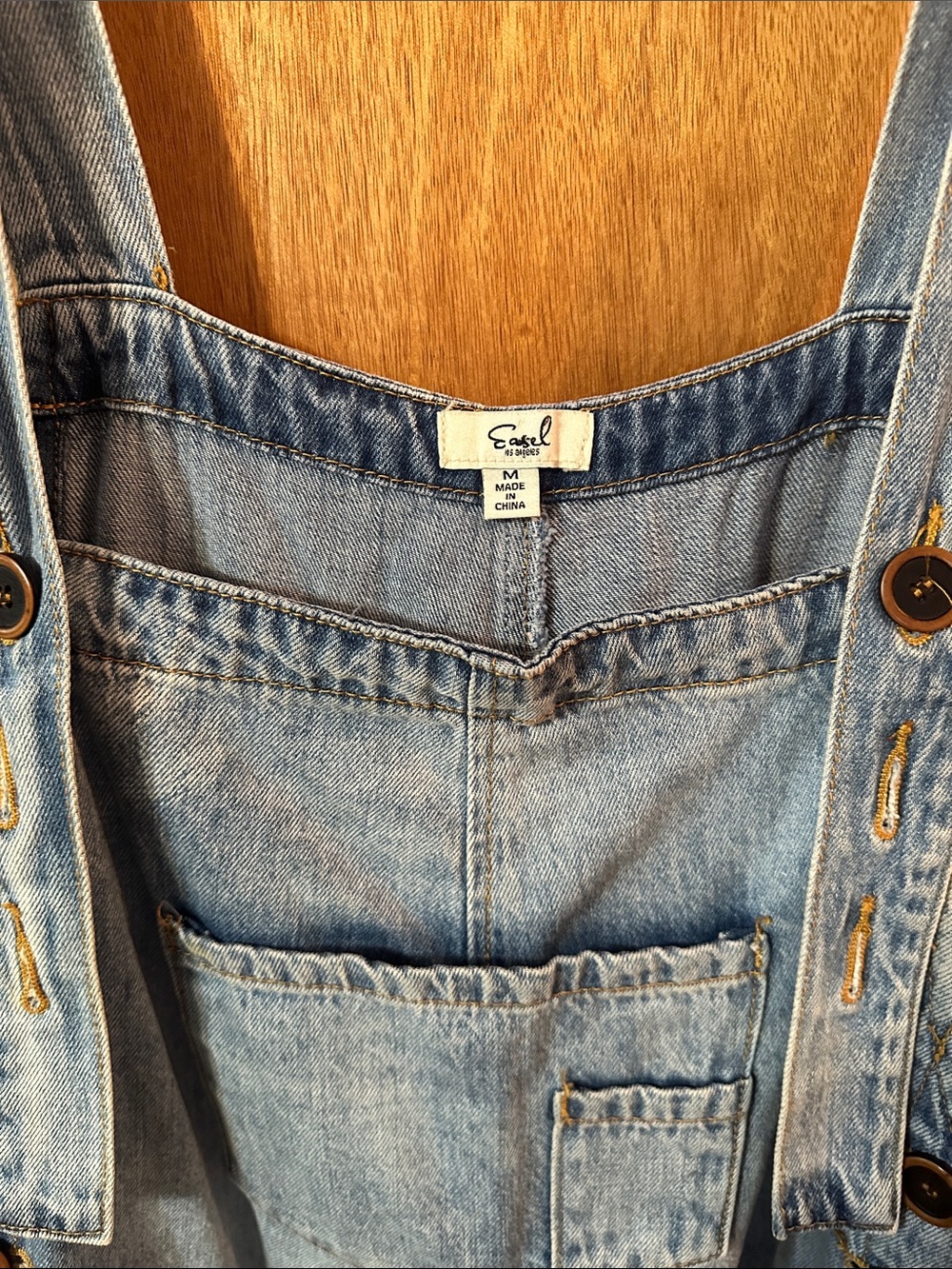 Patchwork Denim Overalls Jumpsuit - Blue - Picture 4 of 5